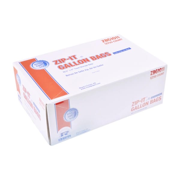 Amer Care Royal 10.5 x 11 in. Double Zipper Gallon Bag, Clear, 250PK - RPPZBG1011
