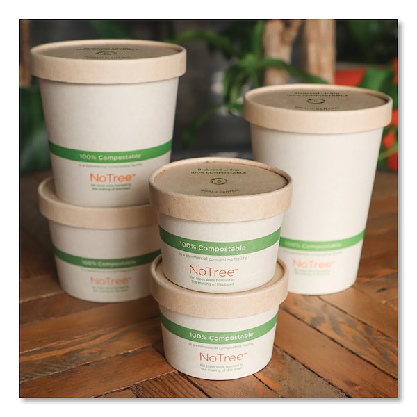 World Centric Paper Lids for Bowls, 4.6" Diameter, Kraft, 500PK - BOLPA12K