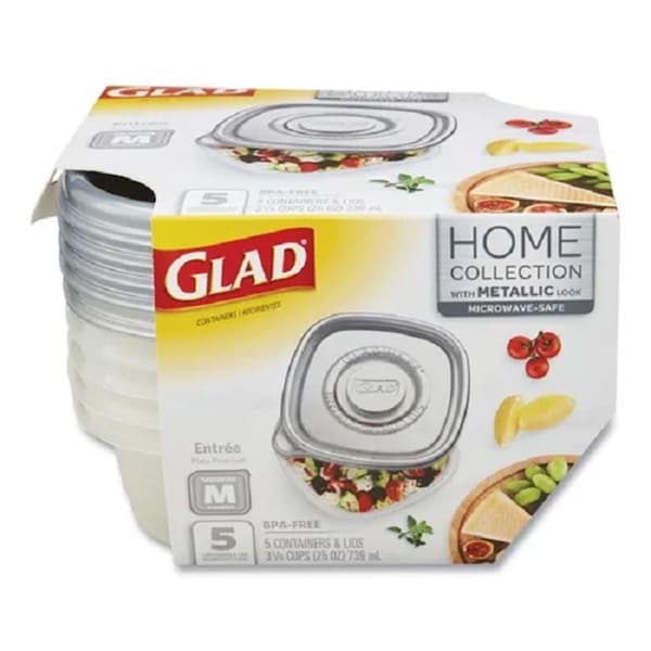 Clorox 25 oz Home Collection Food Storage Containers with Lids - Clear - 5PK - CLOXZA60795