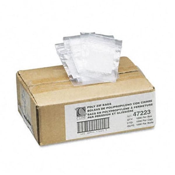 C-Line Products C-Line 47223 Recloseable Small Parts Bags  Poly  2 x 3  Clear with White ID panel  1000/carton - 47223