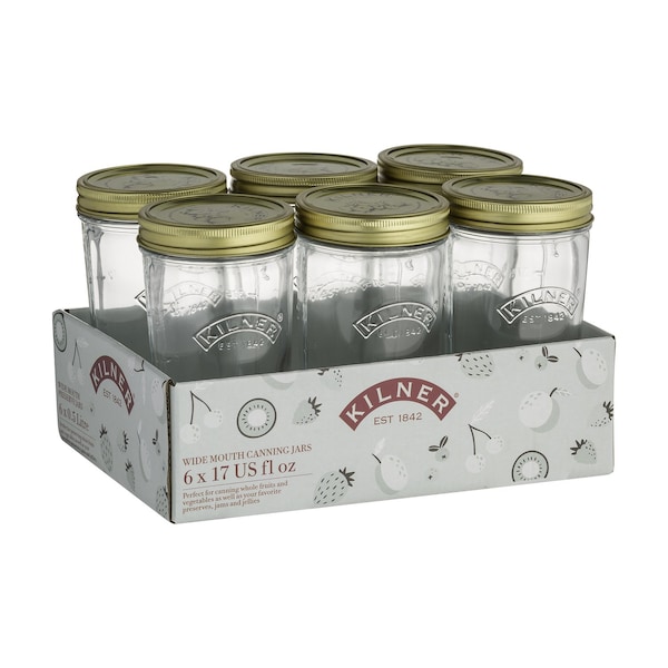 Kilner Kilner Wide Mouth Canning Jar 17 oz 6 pk - 0025.041U
