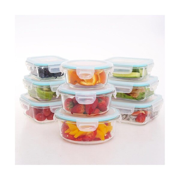 Repartir Flat Lid Nine-Container High Borosilicate Glass Food Storage Set - 18 Piece - RE2582996
