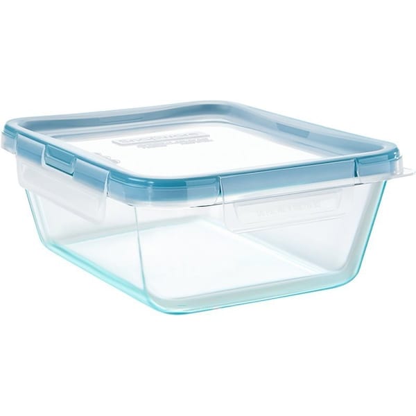 Snapware Storage Container, 64 oz Capacity, Glass, Clear, 7-1/4 in L, 9.13 in W, 3-1/2 in H - 1126786