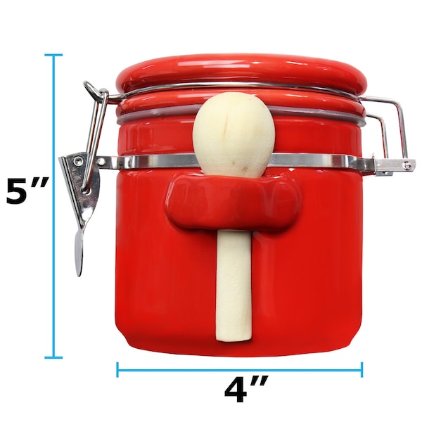 Blue Donuts 25oz Ceramic Airtight Food Storage Kitchen Canister with Spoon, Red - BD3928658