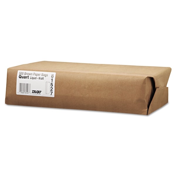 General Liquor-Takeout Quart-Sized Paper Bags, 4.25" x 2.5" x 16", Natural, PK500 - BAG LQQUART-500