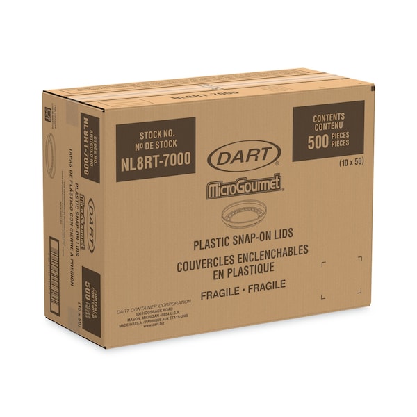 Dart Conex Deli Container Lid, Standard, Plastic, Clear, PK500n - NL8RT-7000