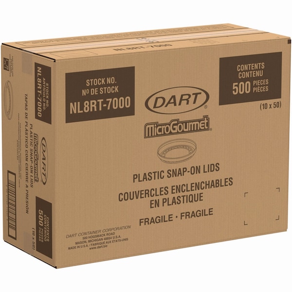 Dart Conex Deli Container Lid, Standard, Plastic, Clear, PK500n - NL8RT-7000