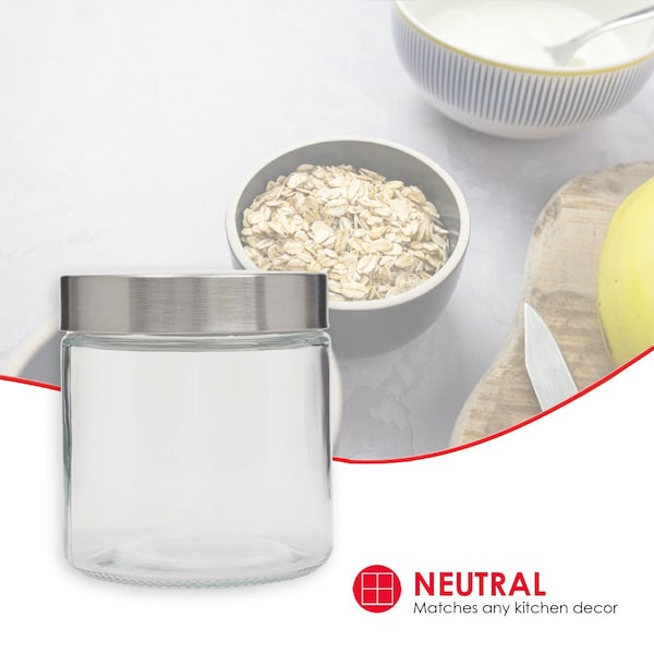 Home Basics Home Basics Small 25 oz. Round Glass Canister with Air-Tight Stainless Steel Twist Top Lid, Clear - ZOR96119