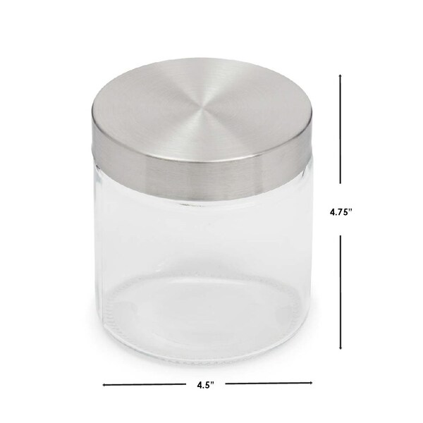 Home Basics Home Basics Small 25 oz. Round Glass Canister with Air-Tight Stainless Steel Twist Top Lid, Clear - ZOR96119