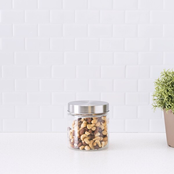 Home Basics Home Basics Small 25 oz. Round Glass Canister with Air-Tight Stainless Steel Twist Top Lid, Clear - ZOR96119
