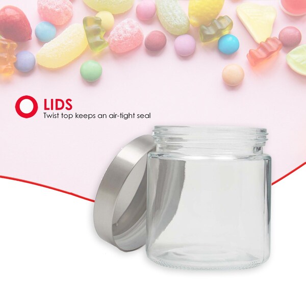 Home Basics Home Basics Small 25 oz. Round Glass Canister with Air-Tight Stainless Steel Twist Top Lid, Clear - ZOR96119