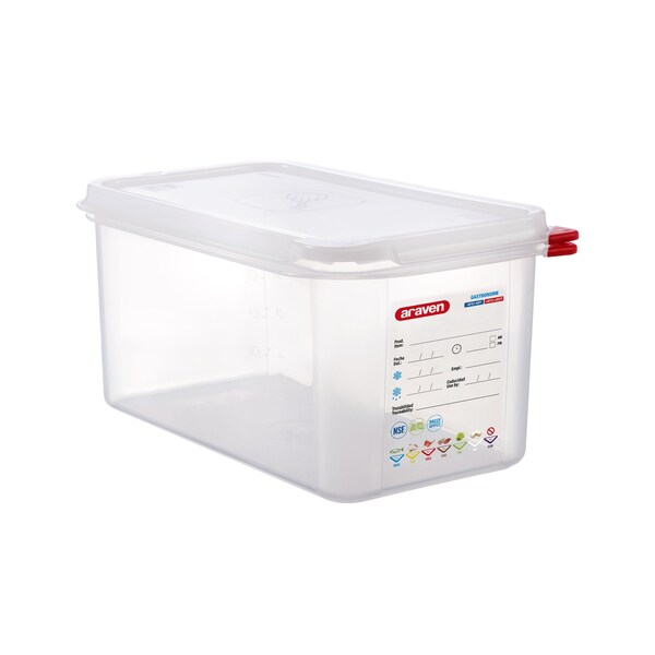 Araven AIRTIGHT CONTAINER POLYPROPYLENE GN1/3, 6.3qt TRANSPARENT, 12 3/4" X 6 7/8" X 6" - 03031