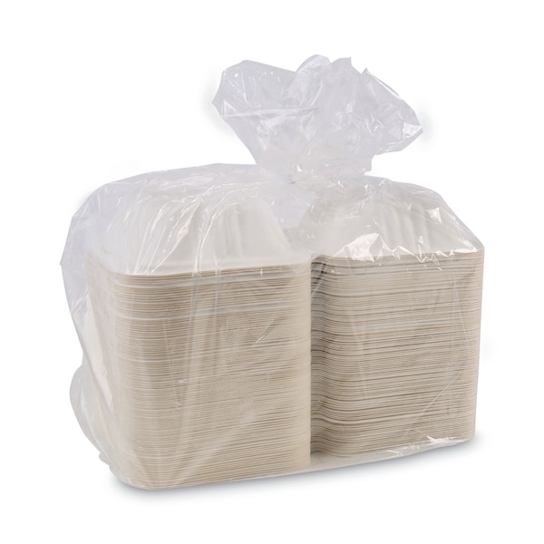 Boardwalk Molded Fiber Food Containers, Hinged-Lid, 1-Comp, 6 x 6, White, PK500 - BWKHINGEWF1CM6