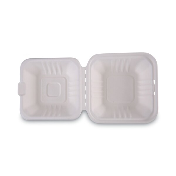 Boardwalk Molded Fiber Food Containers, Hinged-Lid, 1-Comp, 6 x 6, White, PK500 - BWKHINGEWF1CM6