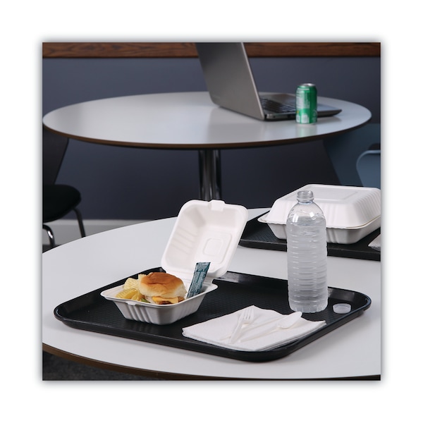Boardwalk Molded Fiber Food Containers, Hinged-Lid, 1-Comp, 6 x 6, White, PK500 - BWKHINGEWF1CM6