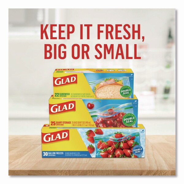Glad Food Storage Bags, 0.4 qt, 3.25 x 9.31, Clear, 600PK - CLO 60741