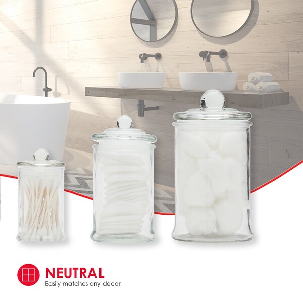 Hds Trading 3 Piece Glass Apothecary Jar Set, Clear - ZOR95918