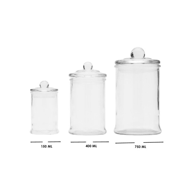 Hds Trading 3 Piece Glass Apothecary Jar Set, Clear - ZOR95918