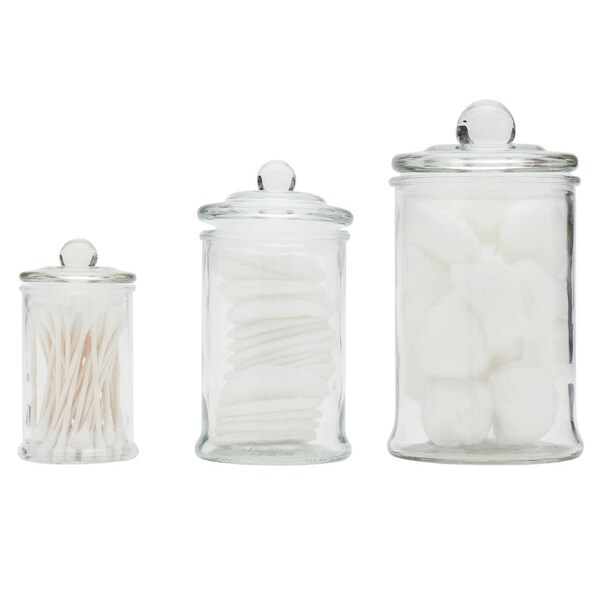 Hds Trading 3 Piece Glass Apothecary Jar Set, Clear - ZOR95918