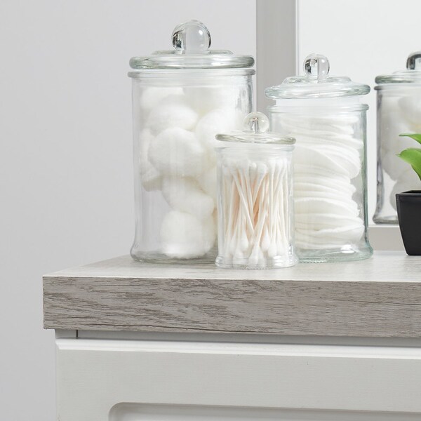 Hds Trading 3 Piece Glass Apothecary Jar Set, Clear - ZOR95918