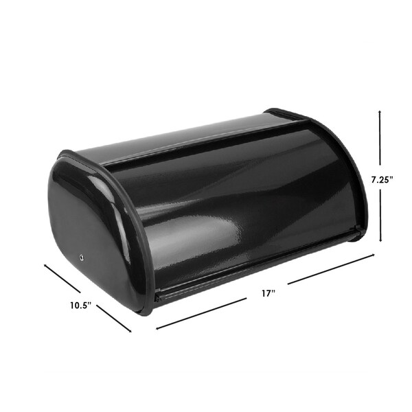 Hds Trading Roll Up Lid Metal Bread Box, Black - ZOR96013