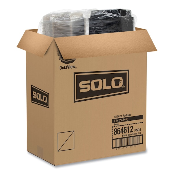 Dart OctaView CF Containers, Black/Clr, 42oz, 9.57w x 9.18d x 3.15h, PK100 - 864612-PS94