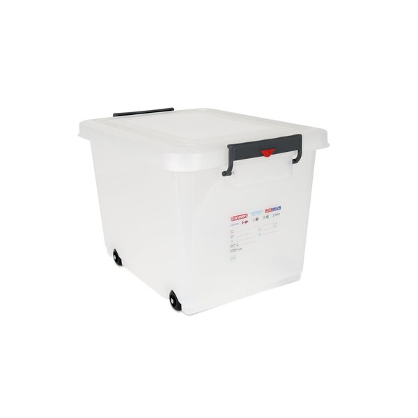 Araven FOOD BOX LARGE W/WHEELS AND W/LID 16 GAL POLYPROPYLENE TRANSPARENT - 91183
