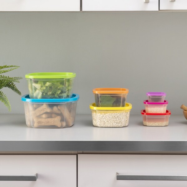 Hds Trading 7Piece Plastic Food Storage Container Set With MultiColored Lids - ZOR95991