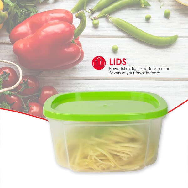 Hds Trading 7Piece Plastic Food Storage Container Set With MultiColored Lids - ZOR95991