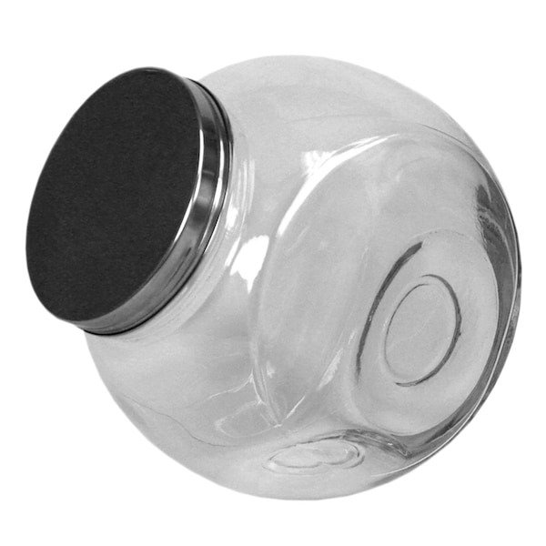 Home Basics XLarge 13187 oz Round Glass Candy Storage Jar with Stainless Steel Top, Clear - GJ01386