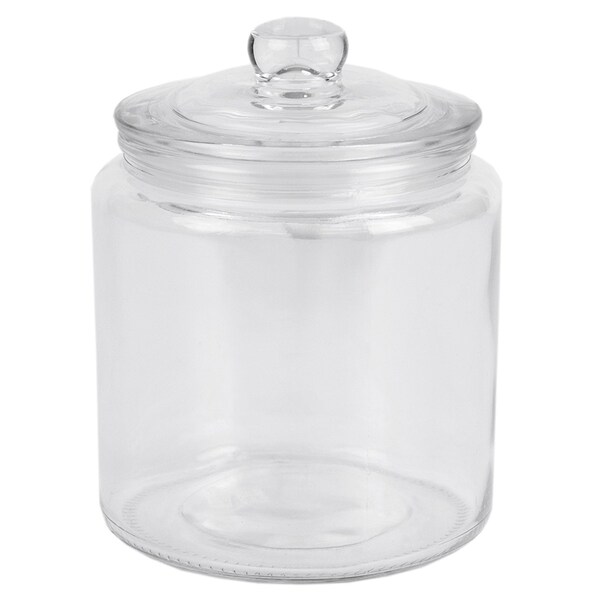 Home Basics Renaissance Collection Small 1 Lt Glass Jar with Easy Grab Knob Handles, Clear - GJ45547