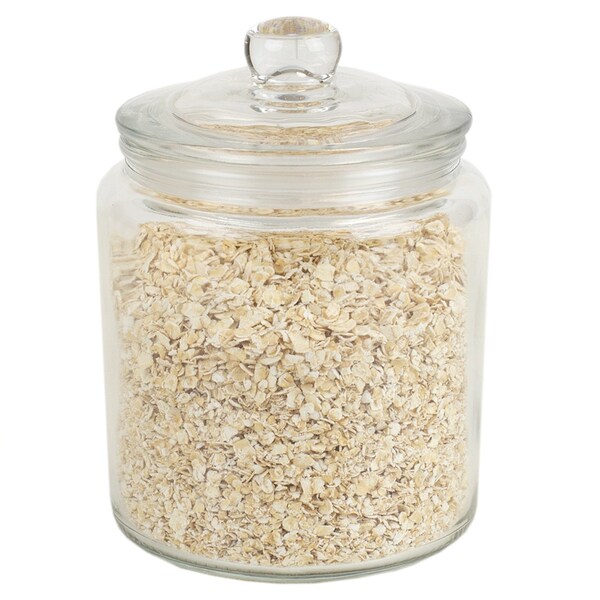 Home Basics Renaissance Collection Small 1 Lt Glass Jar with Easy Grab Knob Handles, Clear - GJ45547
