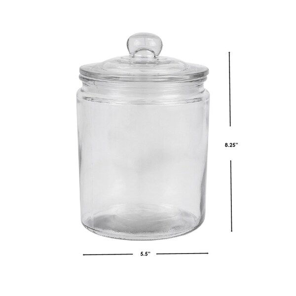 Home Basics Home Basics Renaissance Collection Medium Glass Jar with Easy Grab Knob Handles, Clear - ZOR96115