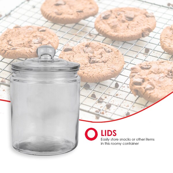 Home Basics Home Basics Renaissance Collection Medium Glass Jar with Easy Grab Knob Handles, Clear - ZOR96115