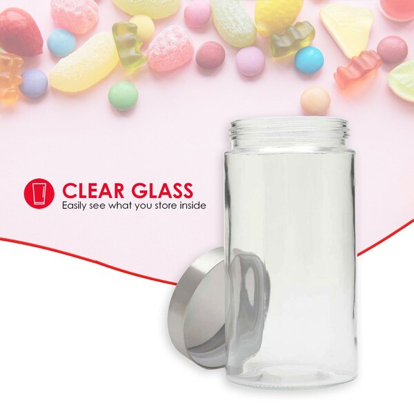 Home Basics Home Basics Large 54 oz. Round Glass Canister with Air-Tight Stainless Steel Twist Top Lid, Clear - ZOR96117