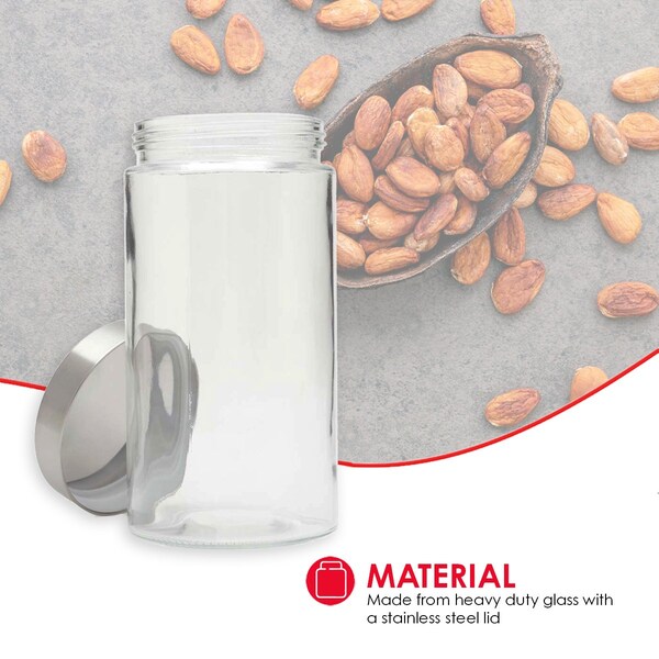 Home Basics Home Basics Large 54 oz. Round Glass Canister with Air-Tight Stainless Steel Twist Top Lid, Clear - ZOR96117