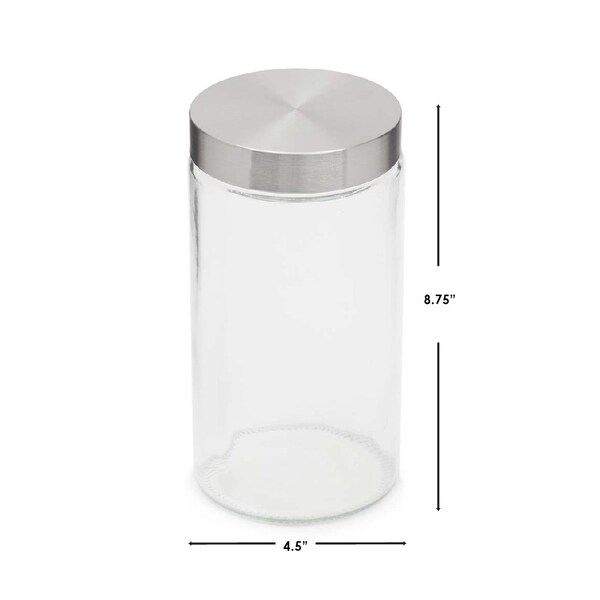 Home Basics Home Basics Large 54 oz. Round Glass Canister with Air-Tight Stainless Steel Twist Top Lid, Clear - ZOR96117