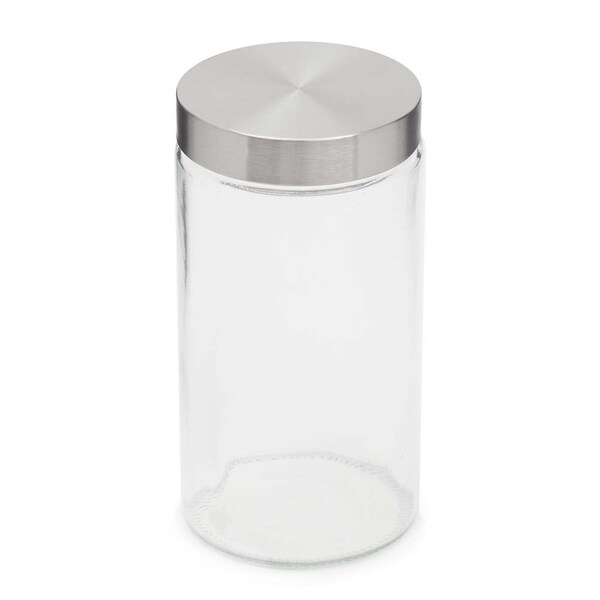 Home Basics Home Basics Large 54 oz. Round Glass Canister with Air-Tight Stainless Steel Twist Top Lid, Clear - ZOR96117