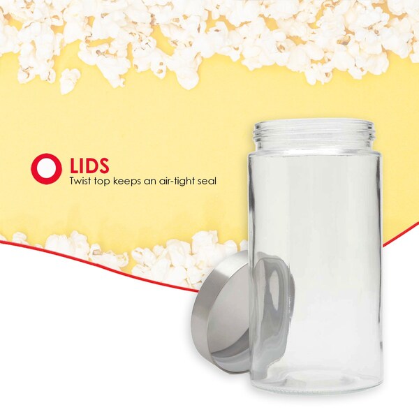 Home Basics Home Basics Large 54 oz. Round Glass Canister with Air-Tight Stainless Steel Twist Top Lid, Clear - ZOR96117