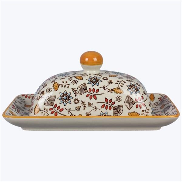 Designs-Done-Right 7.88 in. Stoneware Hand Stamped Butter Dish - DE4263272