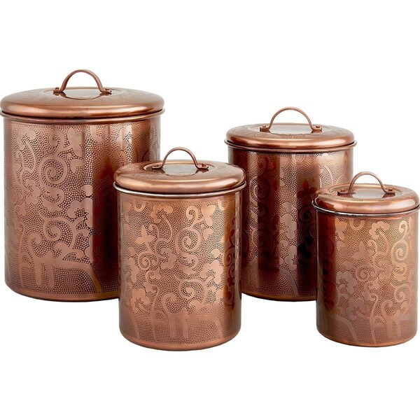 Nusteel 2 qt. Etched Antique Copper Canister - TG-1392AC-2