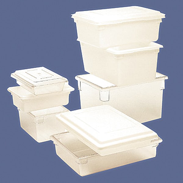 Rubbermaid Commercial Tote Box, 18"L x 12"W x 3-1/2"H, White - FG350700WHT