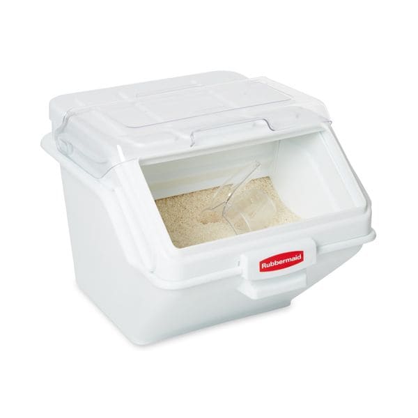 Rubbermaid Commercial Bulk Storage Bin, 42.8qt. w/Scoop and Lid - FG9G5800WHT