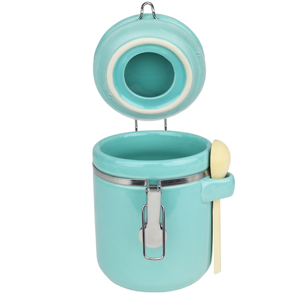 Blue Donuts 33oz Ceramic Airtight Food Storage Canister with Spoon, Turquoise - BD3928640