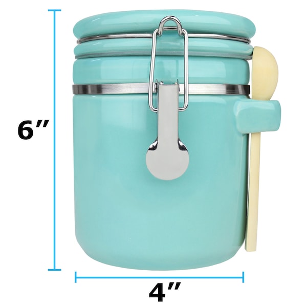 Blue Donuts 33oz Ceramic Airtight Food Storage Canister with Spoon, Turquoise - BD3928640