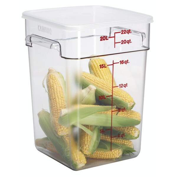 Cambro Cambro - Camsquare Food Container, W/Handles, 22 Qt., 11-1/4x12-1/4x15-3/4, Clear - 22SFSCW135