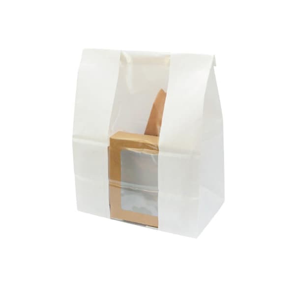 Packnwood 7.1 x 4.3 x 10.4 in. White SOS Bag with Window - 210SOS13BLF