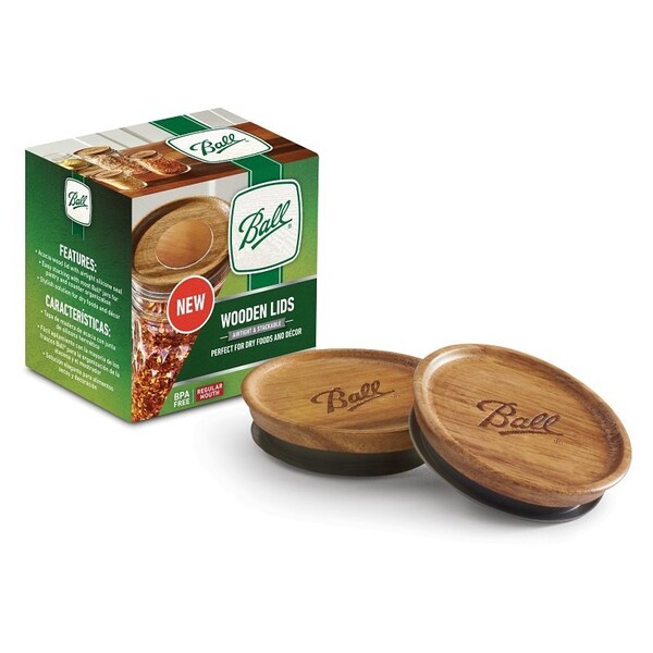 Ball Lid, Regular Mouth, Acacia Wood - 2141327