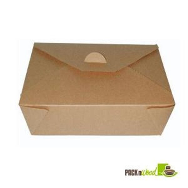 Packnwood Brown Paper Meal Box - 8.46 x 6.3 x 2.52 in. - 210BIO3K
