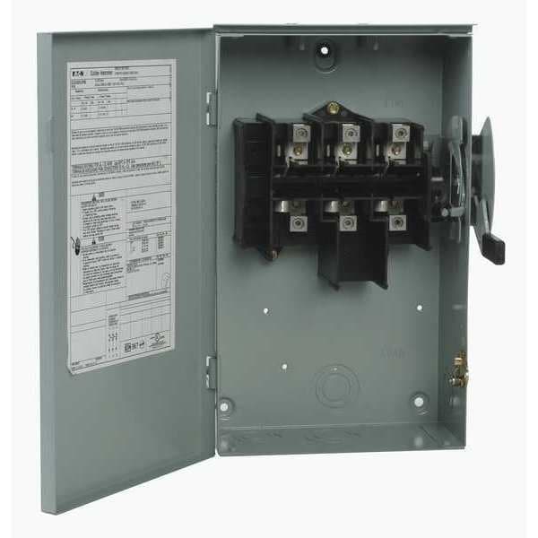 Interruptor de seguridad sin fusible Eaton, Servicio General, 240V CA, 3PST, 60 A, NEMA 1 - DG322UGB